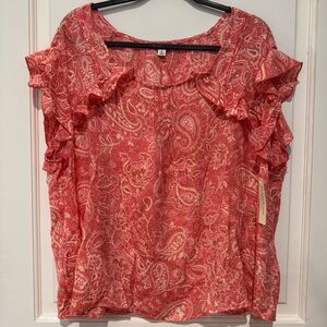 Zac & Rachel 2x lightweight paisley floral top with ruffle details
